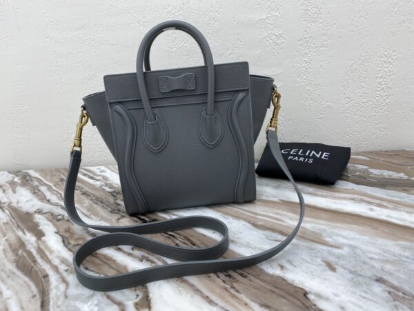 1:1 Replica Celine Nano Luggage Bag In Drummed Grey For Women 8in/20cm 189243AQL.10KL
