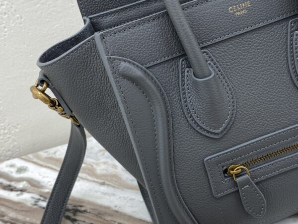 1:1 Replica Celine Nano Luggage Bag In Drummed Grey For Women 8in/20cm 189243AQL.10KL