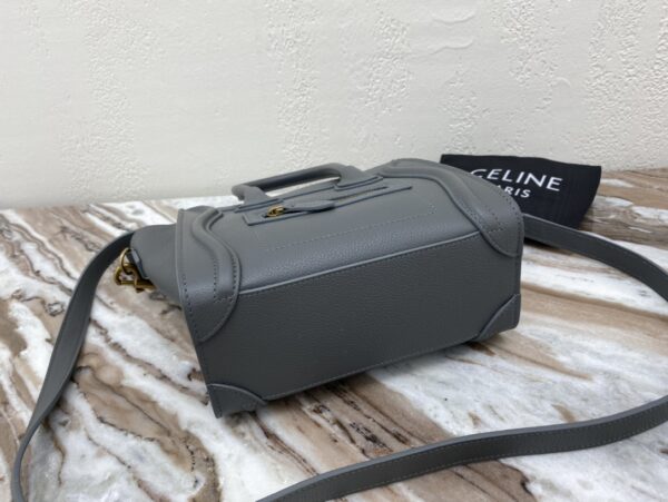 1:1 Replica Celine Nano Luggage Bag In Drummed Grey For Women 8in/20cm 189243AQL.10KL
