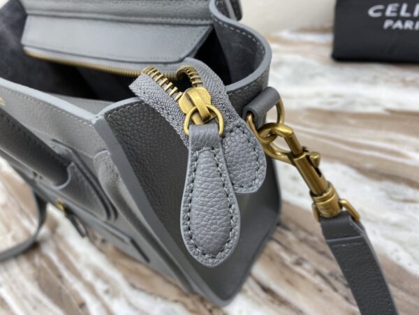 1:1 Replica Celine Nano Luggage Bag In Drummed Grey For Women 8in/20cm 189243AQL.10KL