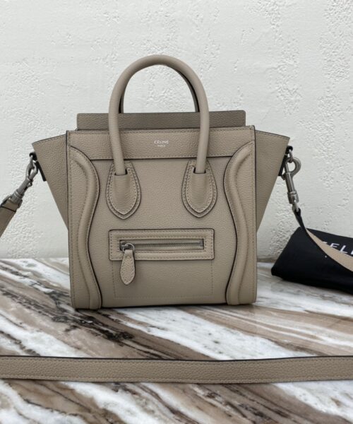1:1 Replica Celine Nano Luggage Bag In Drummed Light Brown For Women 8in/20cm 189243DRU.03UN