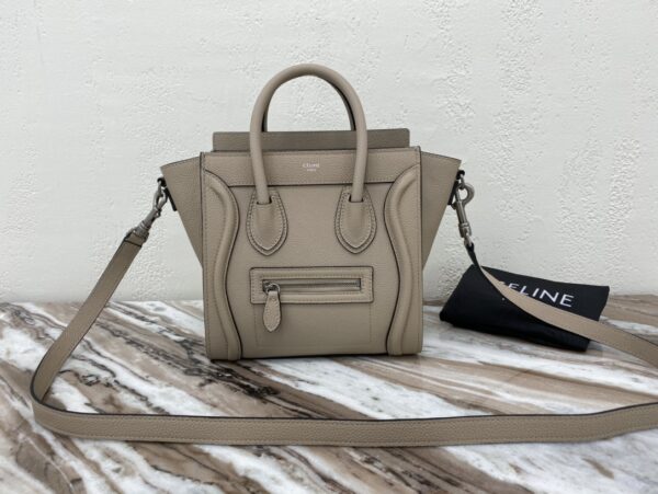 1:1 Replica Celine Nano Luggage Bag In Drummed Light Brown For Women 8in/20cm 189243DRU.03UN