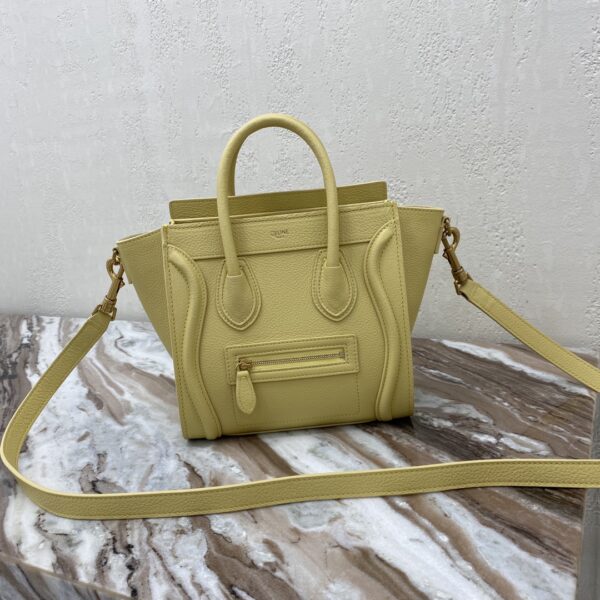 1:1 Replica Celine Nano Luggage Bag In Drummed Yellow For Women 8in/20cm