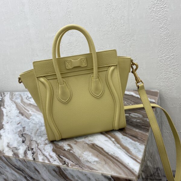 1:1 Replica Celine Nano Luggage Bag In Drummed Yellow For Women 8in/20cm