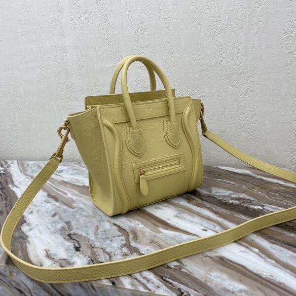 1:1 Replica Celine Nano Luggage Bag In Drummed Yellow For Women 8in/20cm