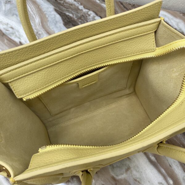 1:1 Replica Celine Nano Luggage Bag In Drummed Yellow For Women 8in/20cm