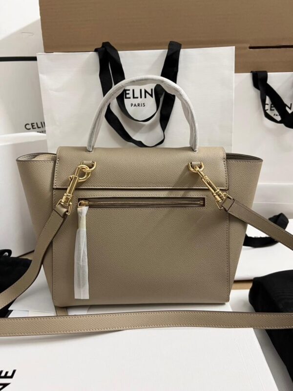 1:1 Replica Celine Nano Micro Belt Bag In Grained Material Light Taupe For Women 9.5in/24cm
