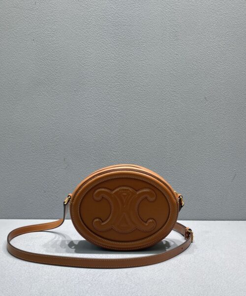 1:1 Replica Celine Oval Bag Cuir Triomphe Brown For Women 8in/20cm 198603DXC.04LU