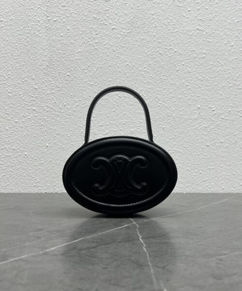 1:1 Replica Celine Oval Minaudiere Cuir Triomphe Black For Women 6in/11.5cm