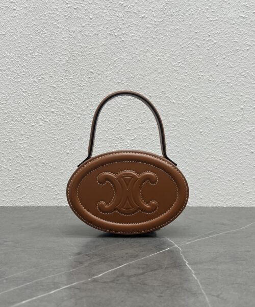 1:1 Replica Celine Oval Minaudiere Cuir Triomphe Brown For Women 6in/11.5cm 198613DU6.04LU