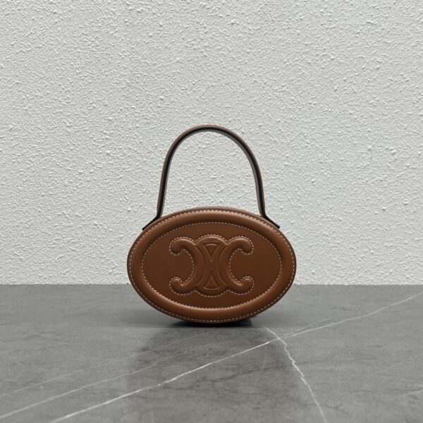1:1 Replica Celine Oval Minaudiere Cuir Triomphe Brown For Women 6in/11.5cm 198613DU6.04LU