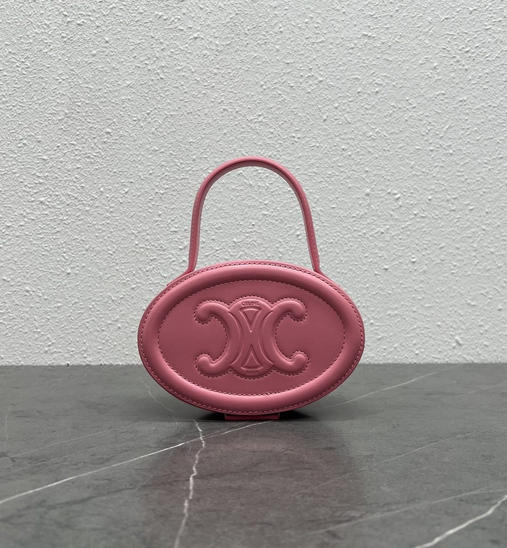 1:1 Replica Celine Oval Minaudiere Cuir Triomphe Pink For Women 6in/11.5cm