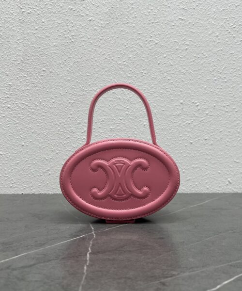 1:1 Replica Celine Oval Minaudiere Cuir Triomphe Pink For Women 6in/11.5cm