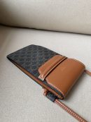 1:1 Replica Celine Phone Pouch With Flap In Triomphe Canvas And Lambskin Tan For Women 7in/18cm 10G332CQD.04LU