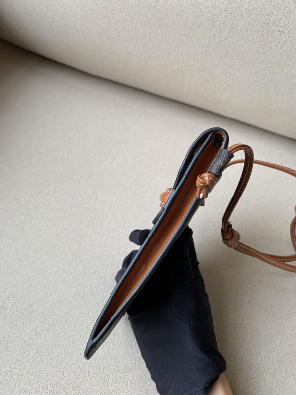 1:1 Replica Celine Phone Pouch With Flap In Triomphe Canvas And Lambskin Tan For Women 7in/18cm 10G332CQD.04LU