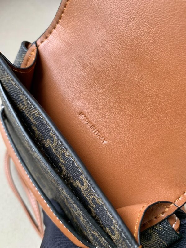 1:1 Replica Celine Phone Pouch With Flap In Triomphe Canvas And Lambskin Tan For Women 7in/18cm 10G332CQD.04LU