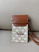 1:1 Replica Celine Printed Embroidered Flip Phone Bag White For Women 7.2in/18cm