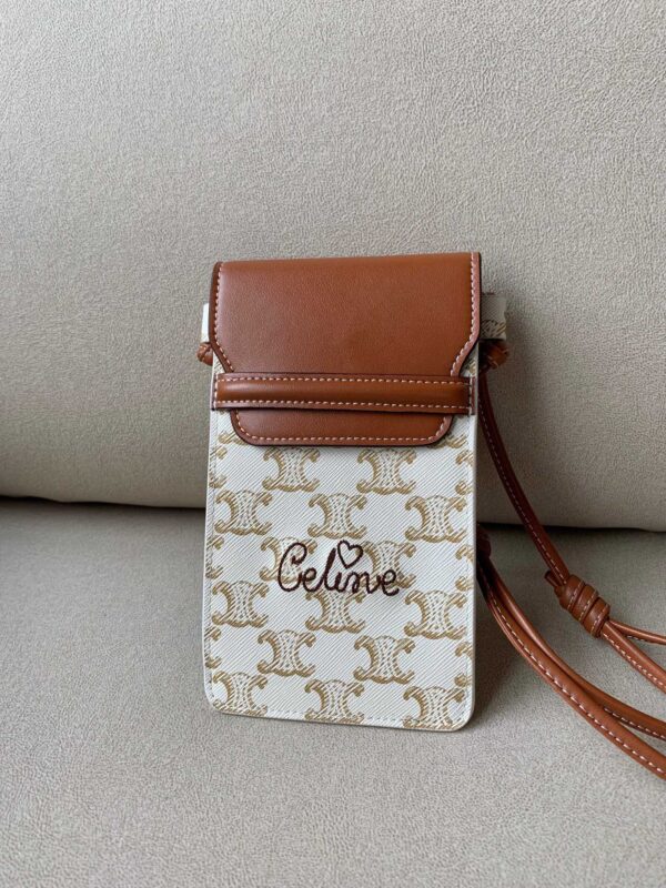 1:1 Replica Celine Printed Embroidered Flip Phone Bag White For Women 7.2in/18cm
