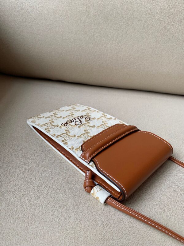 1:1 Replica Celine Printed Embroidered Flip Phone Bag White For Women 7.2in/18cm