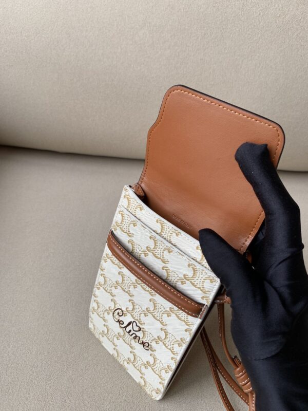 1:1 Replica Celine Printed Embroidered Flip Phone Bag White For Women 7.2in/18cm