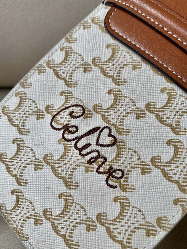 1:1 Replica Celine Printed Embroidered Flip Phone Bag White For Women 7.2in/18cm