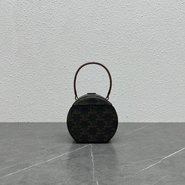1:1 Replica Celine Round Box Triomphe In Triomphe Canvas Tan For Women 5in/12cm