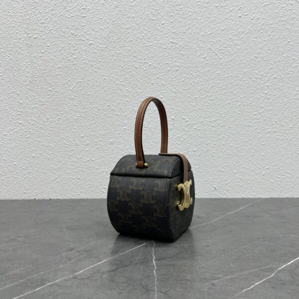 1:1 Replica Celine Round Box Triomphe In Triomphe Canvas Tan For Women 5in/12cm