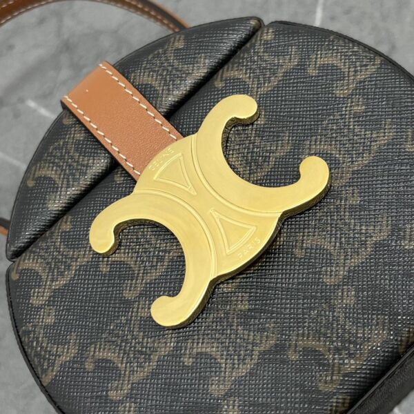 1:1 Replica Celine Round Box Triomphe In Triomphe Canvas Tan For Women 5in/12cm