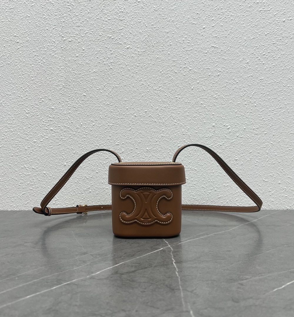 1:1 Replica Celine Small Box Cuir Triomphe Brown For Women 4in/11cm 199263DU3.04LU