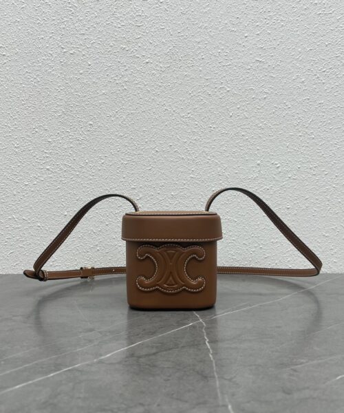 1:1 Replica Celine Small Box Cuir Triomphe Brown For Women 4in/11cm 199263DU3.04LU