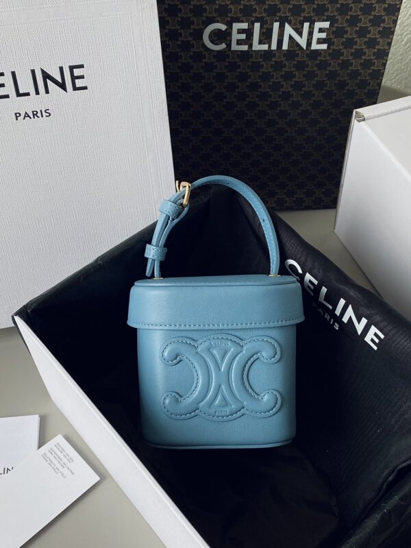 1:1 Replica Celine Small Box Cuir Triomphe Denim For Women 4in/11cm 199263DU3.07DD