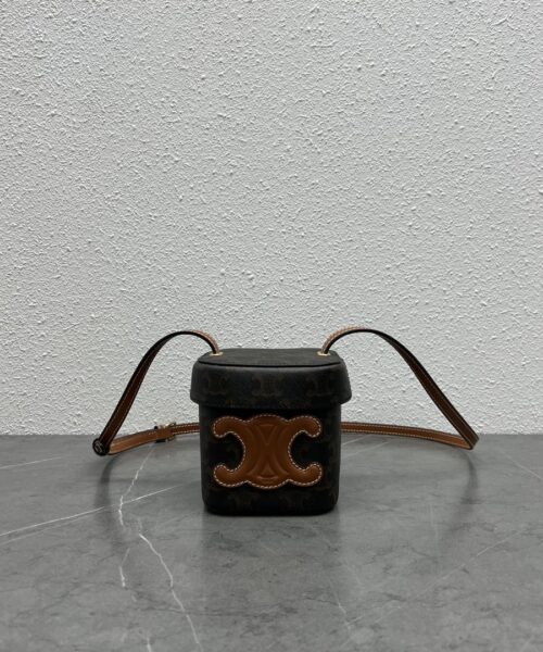1:1 Replica Celine Small Box Cuir Triomphe In Triomphe Canvas Tan For Women 4in/11cm 199262EIN.04LU