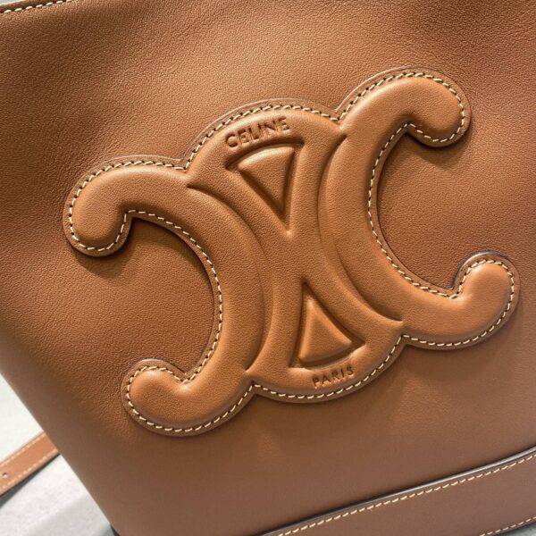1:1 Replica Celine Small Bucket Cuir Triomphe Brown For Women 9in/22cm 198243DU3.04LU