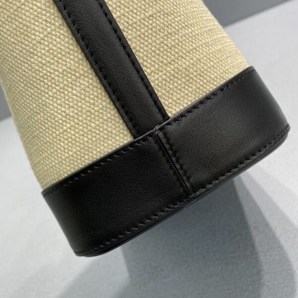 1:1 Replica Celine Small Bucket Cuir Triomphe In Textile Beige/Black For Women 9in/22cm