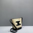 1:1 Replica Celine Small Bucket Cuir Triomphe In Textile Beige/Black For Women 9in/22cm