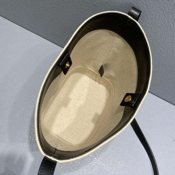 1:1 Replica Celine Small Bucket Cuir Triomphe In Textile Beige/Black For Women 9in/22cm
