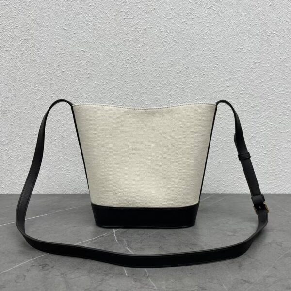 1:1 Replica Celine Small Bucket Cuir Triomphe In Textile Natural / Black For Women 9in/22cm
