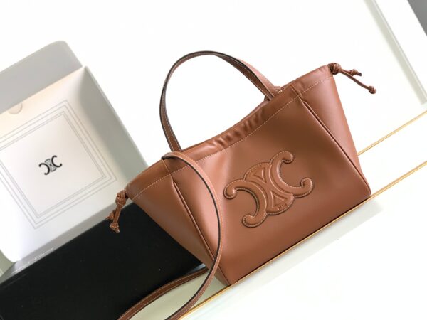 1:1 Replica Celine Small Cabas Drawstring Cuir Triomphe Brown For Women 22.5cm / 9in 111013DU3.04LU