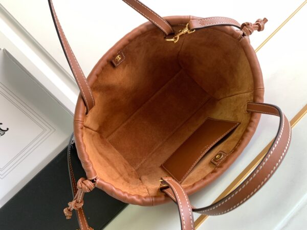 1:1 Replica Celine Small Cabas Drawstring Cuir Triomphe Brown For Women 22.5cm / 9in 111013DU3.04LU