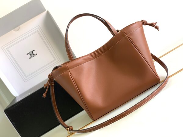 1:1 Replica Celine Small Cabas Drawstring Cuir Triomphe Brown For Women 22.5cm / 9in 111013DU3.04LU