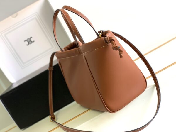 1:1 Replica Celine Small Cabas Drawstring Cuir Triomphe Brown For Women 22.5cm / 9in 111013DU3.04LU