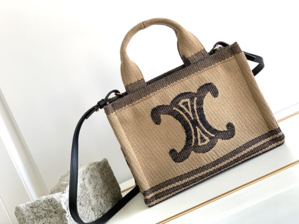 1:1 Replica Celine Small Cabas Thais In Textile With Triomphe Beige/Black For Women 11in/29cm 199162EGH.02BL