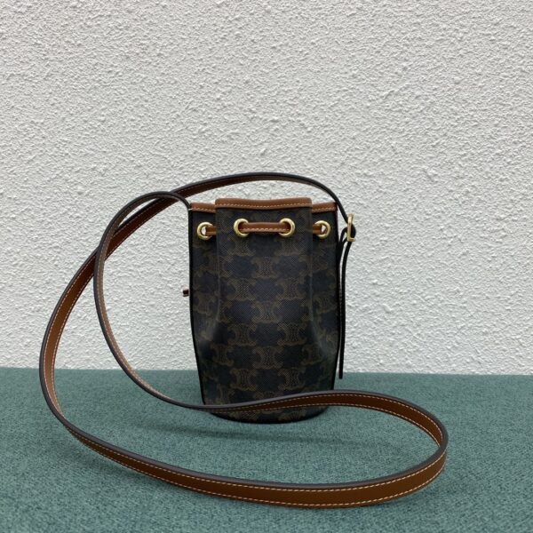 1:1 Replica Celine Small Drawstring Bag In Trimphe Canvas Brown For Women 7.9in/20cm 191142BZJ-04LU