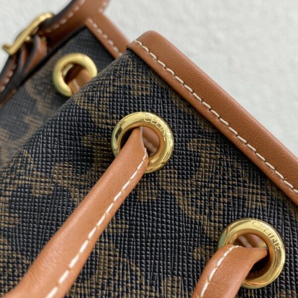 1:1 Replica Celine Small Drawstring Bag In Trimphe Canvas Brown For Women 7.9in/20cm 191142BZJ-04LU