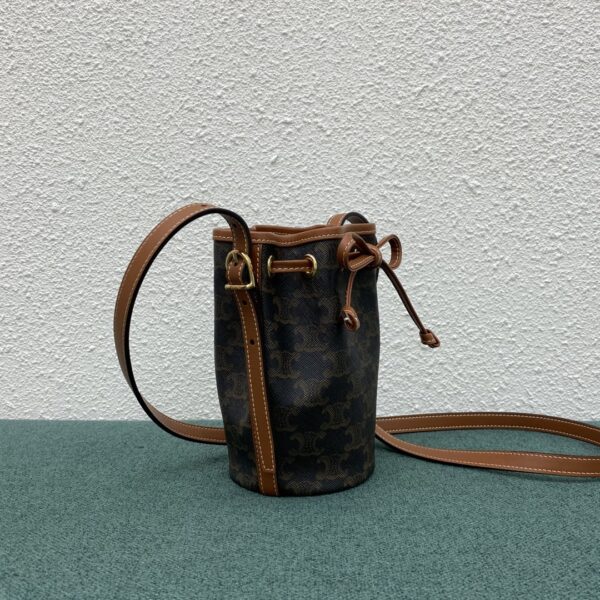 1:1 Replica Celine Small Drawstring Bag In Trimphe Canvas Brown For Women 7.9in/20cm 191142BZJ-04LU