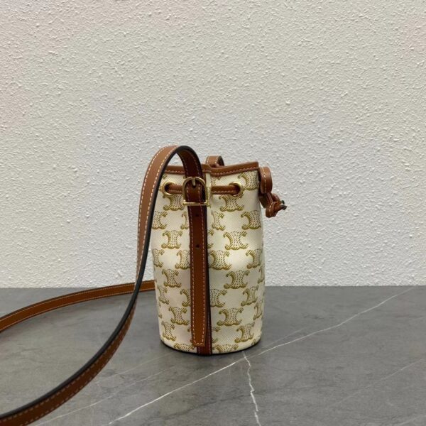 1:1 Replica Celine Small Drawstring Bag In Trimphe Canvas White For Women 7.9in/20cm