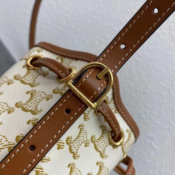 1:1 Replica Celine Small Drawstring Bag In Trimphe Canvas White For Women 7.9in/20cm
