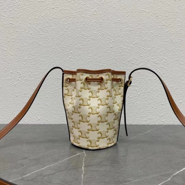 1:1 Replica Celine Small Drawstring Bag In Trimphe Canvas White For Women 7.9in/20cm
