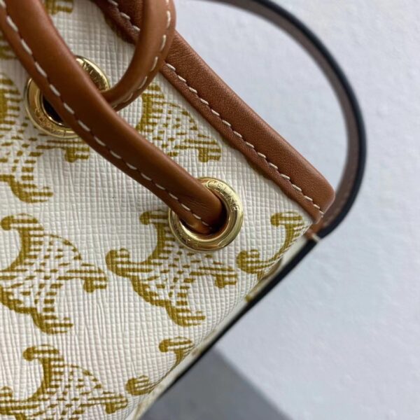 1:1 Replica Celine Small Drawstring Bag In Trimphe Canvas White For Women 7.9in/20cm
