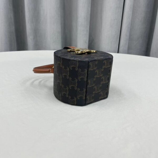 1:1 Replica Celine Small Round Box Triomphe In Triomphe Canvas Tan For Women 4.5in/11.5cm